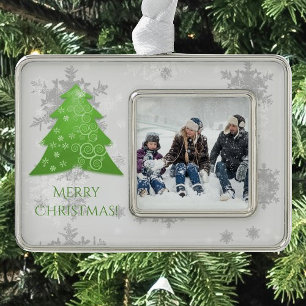 Green Festive Christmas Tree Framed Ornament