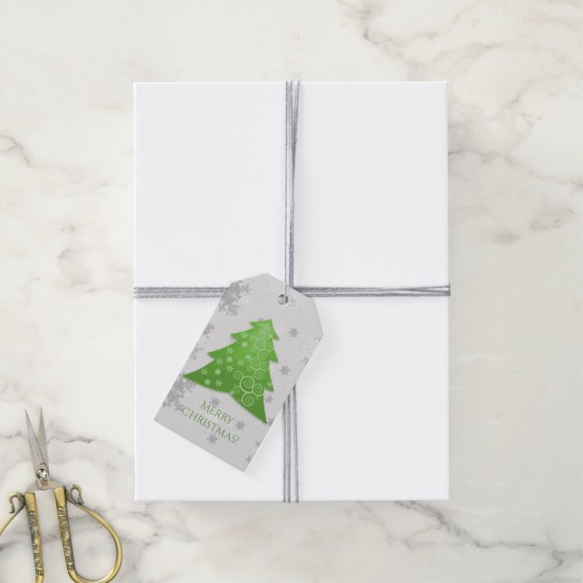 Green Festive Christmas Tree Gift Tag (With Twine)