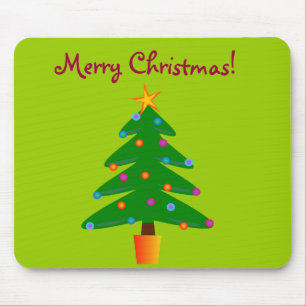 Green Festive Christmas Tree Mouse Mat