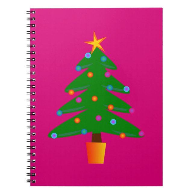 Green Festive Christmas Tree Notebook (Front)