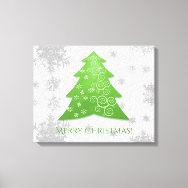 Green Festive Christmas Tree Stretch Canvas Print (Front)