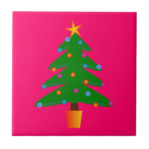 Green Festive Christmas Tree Tile