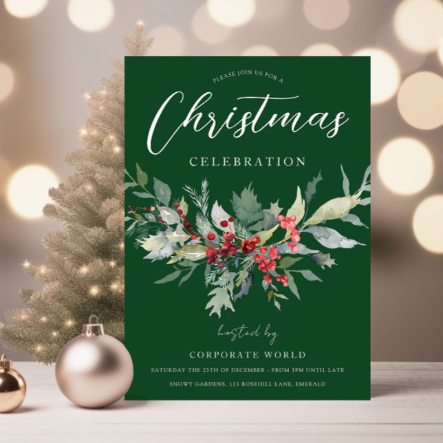 Green Festive Corporate Office Christmas Party Invitation (Creator Uploaded)