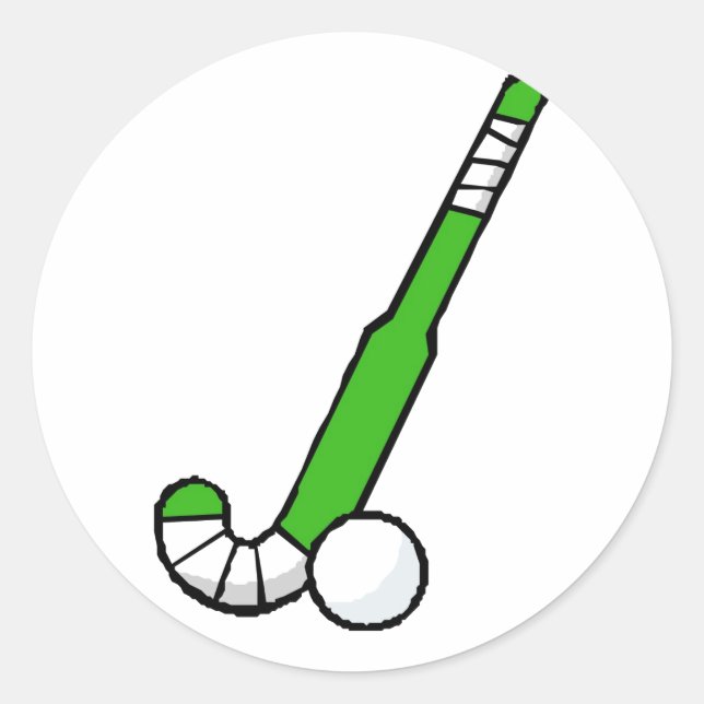 Green Field Hockey Stick Classic Round Sticker (Front)