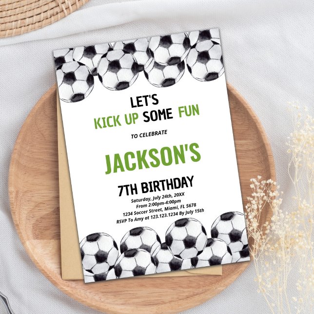 Green Field Sports Theme for Kids’ Party Invitation (Soccer Birthday Invitations)