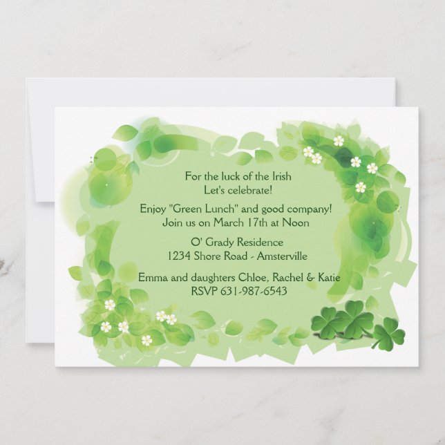 Green Field St. Patrick's Day Invitation (Front)
