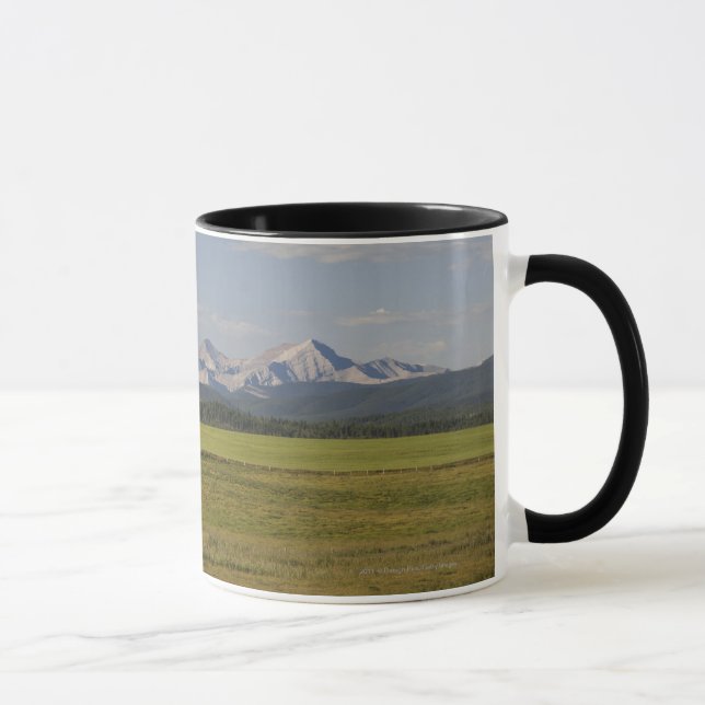 Green Fields And Rolling Hills With Mountains Mug (Right)