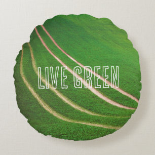 Green fields round cushion