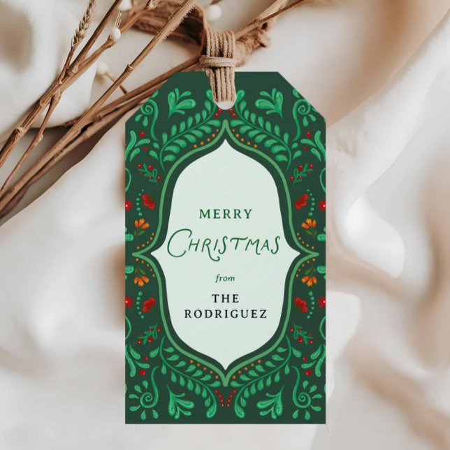 Green Fiesta Christmas Favor Tags (Colorful Merry Christmas Favor Tag - Christmas Gift Tag )