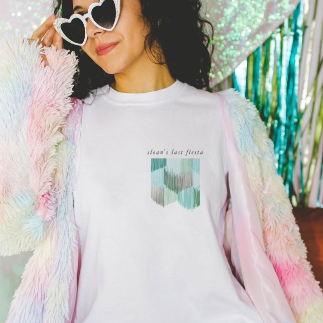Green Fiesta Modern Fringe Bachelorette Party T-Shirt (Green Modern Fringe last fiesta bachelorette party t-shirt.)