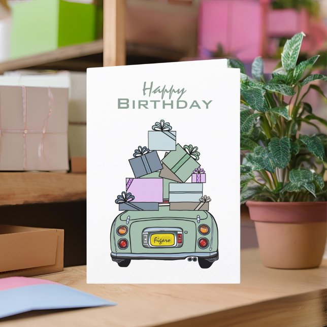 Green Figaro Car Figarations Happy Birthday Card (A cute green figaro birthday card you can send to your car or your friends)