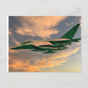 Green Fighter Jet Aircraft Postcard