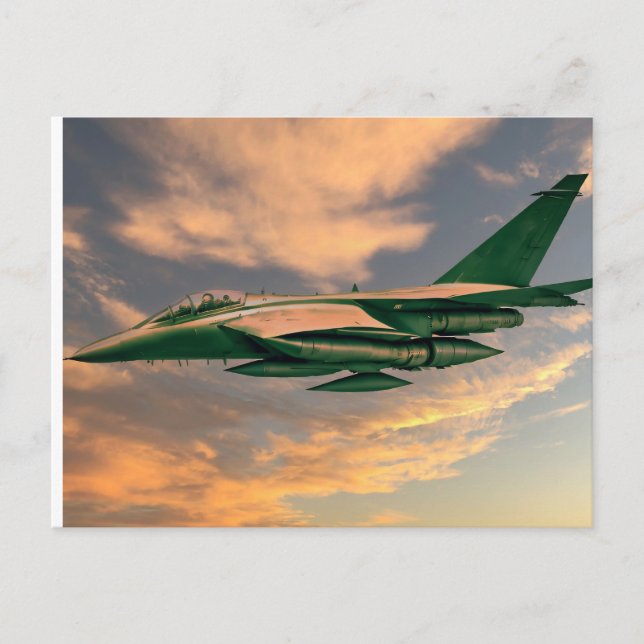 Green Fighter Jet Aircraft Postcard (Front)