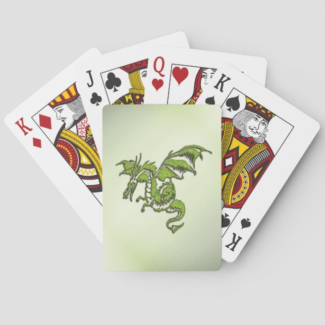 Green Fighting Dragon Playing Cards (Back)