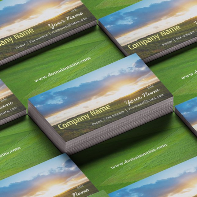 Green Filed Blue Sky White Cloud Nature Farm Business Card (Creator Uploaded)