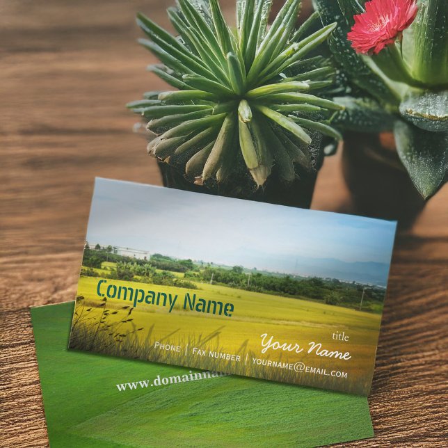 Green Filed Blue Sky White Cloud Nature Farm Business Card (Creator Uploaded)
