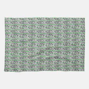 Green Filigree Cross Pattern Design Tea Towel