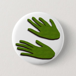 Green fingers 6 cm round badge