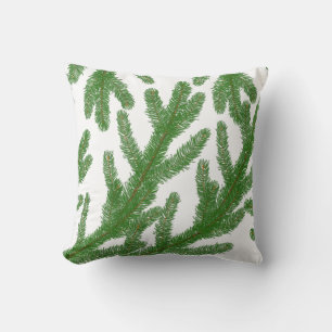 Green fir tree branches cushion