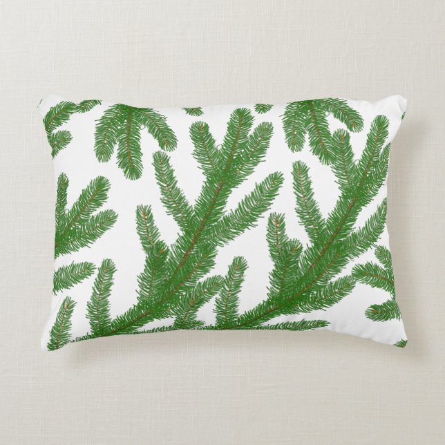 Green fir tree branches  decorative cushion (Front)