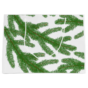 Green fir tree branches   large gift bag