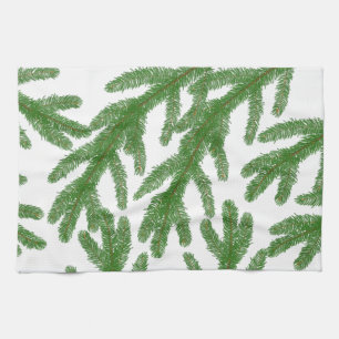 Green fir tree branches tea towel