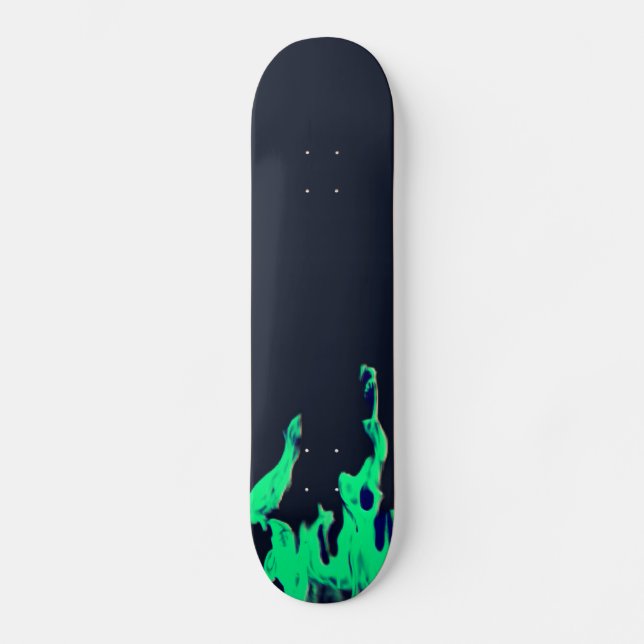 Green fire – Grünes Feuer – Flamme Flame Flames Skateboard (Front)