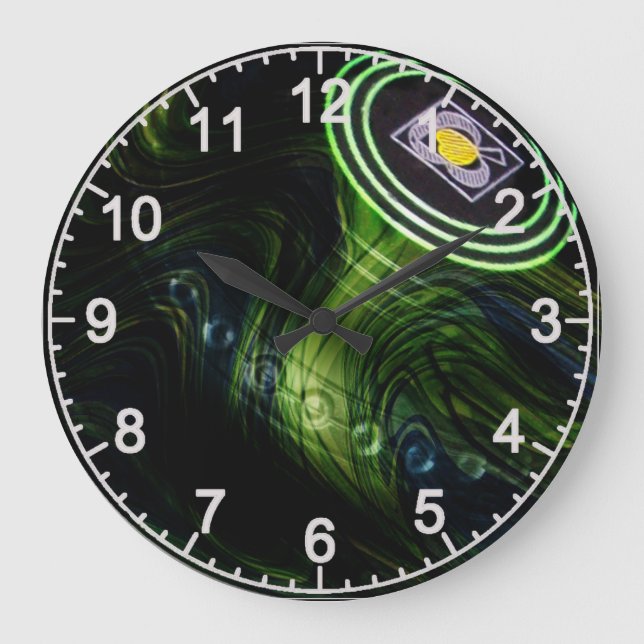 Green Fire Lawn Bowl, Lge Wall Clock (Front)