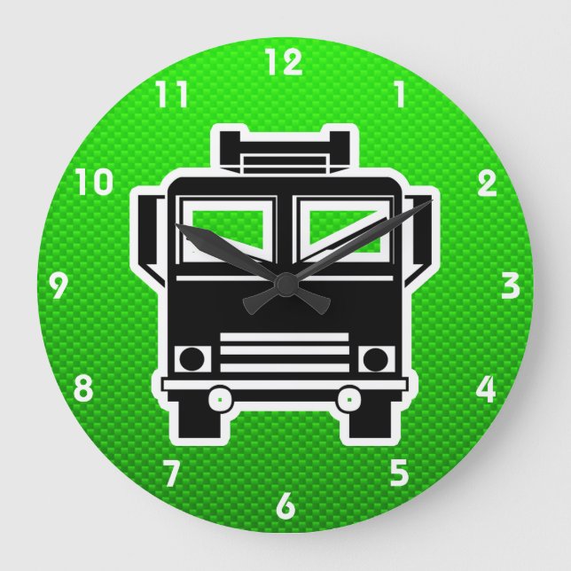 Green Fire Truck Large Clock (Front)