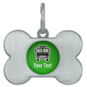 Green Fire Truck Pet ID Tag