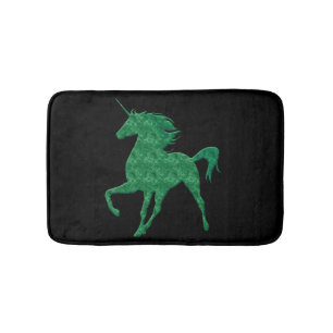 Green Fire Unicorn Bath Mat