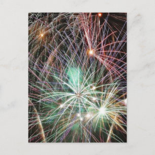 Green Fireworks At Night Postcard