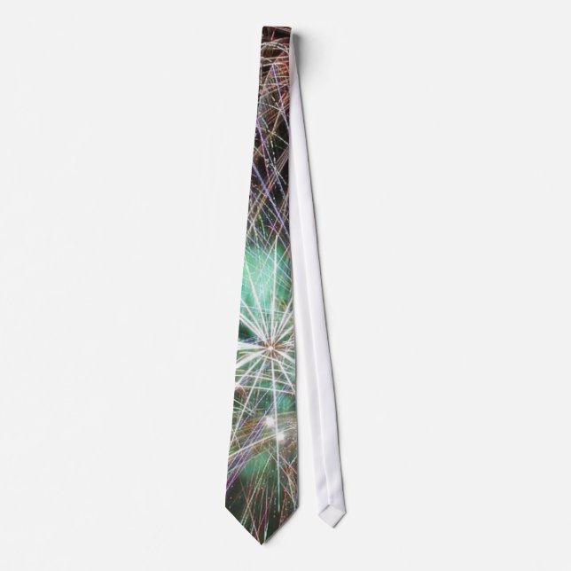 Green Fireworks At Night Tie (Front)
