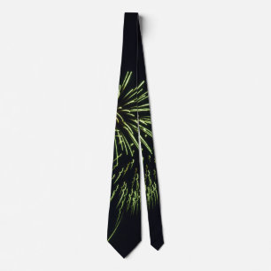 Green Fireworks on Black Neck Tie