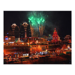 Green Fireworks Over the Kansas City Plaza Lights Photo Print