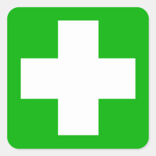 Green First Aid Decal Square Sticker