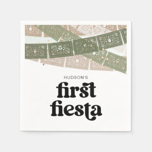 Green First Fiesta Birthday Party Napkins