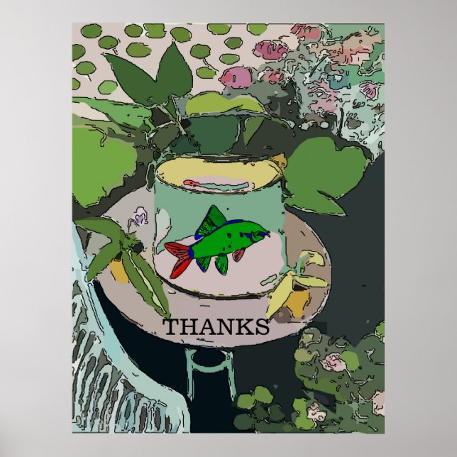 Green Fish in Bowl Poster (Front)