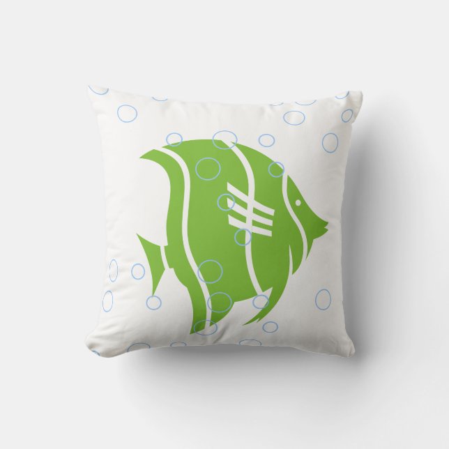 green fish  on  white  PILLOW (Front)