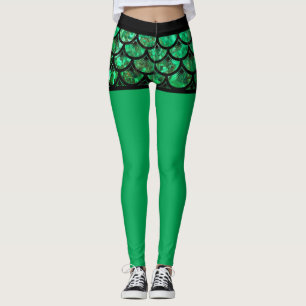 Green Fish Scale Shorts Leggings