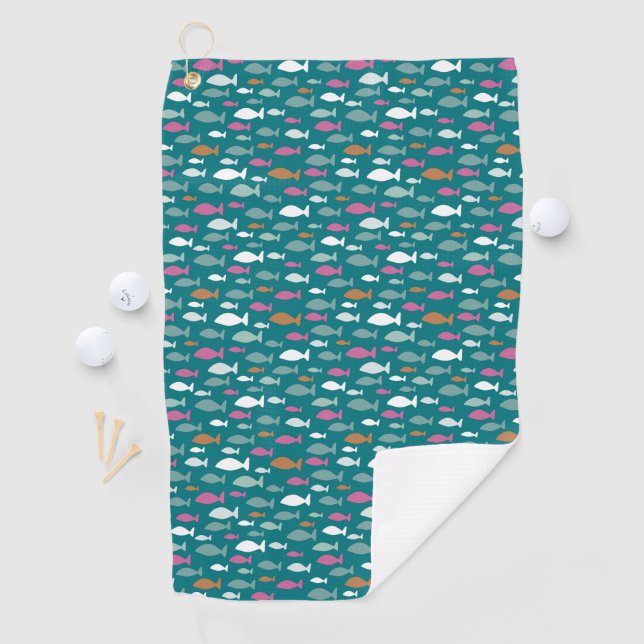 Green Fish Shoal Golf Towel (InSitu)
