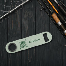 Green Fisherman Pole and Fish Personalised