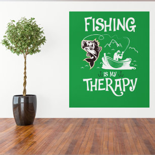 Green Fishing Is My Therapy Row Boat Wall Decal