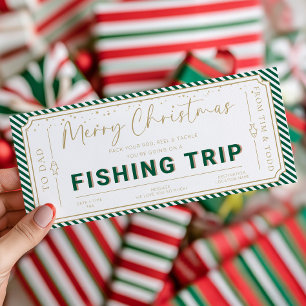 Green Fishing Trip Christmas Gift Voucher Card