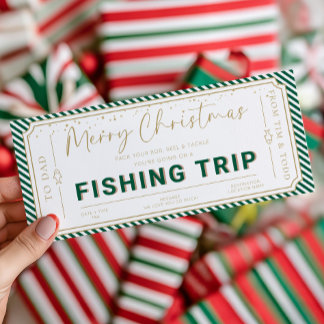 Green Fishing Trip Christmas Gift Voucher Card