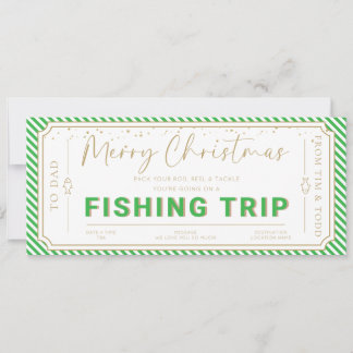 Green Fishing Trip Christmas Gift Voucher Card