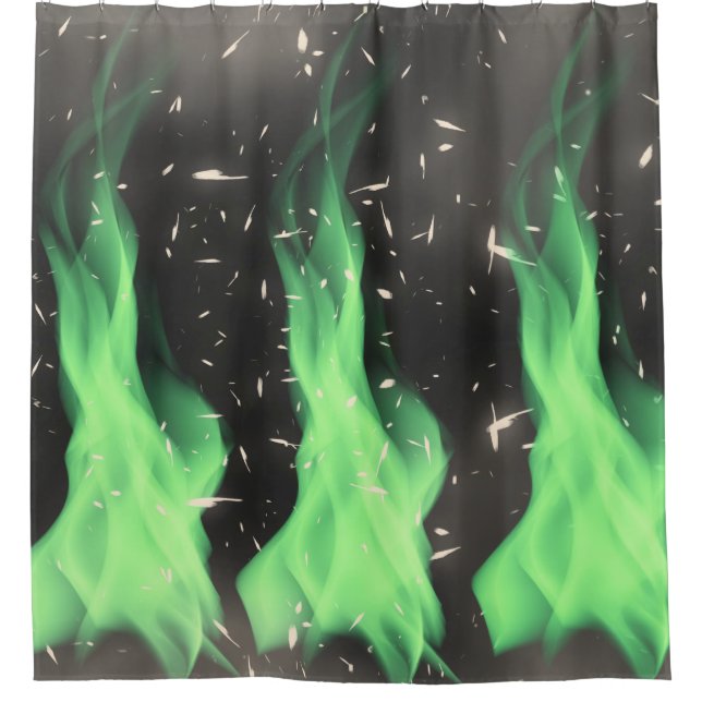 Green flame shower curtain (Front)