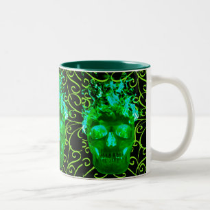 Green Flame Skull Mug