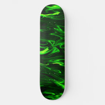 Green Flame Wave Skateboard Deck