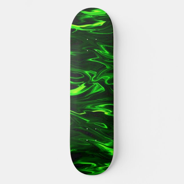 Green Flame Wave Skateboard Deck (Front)